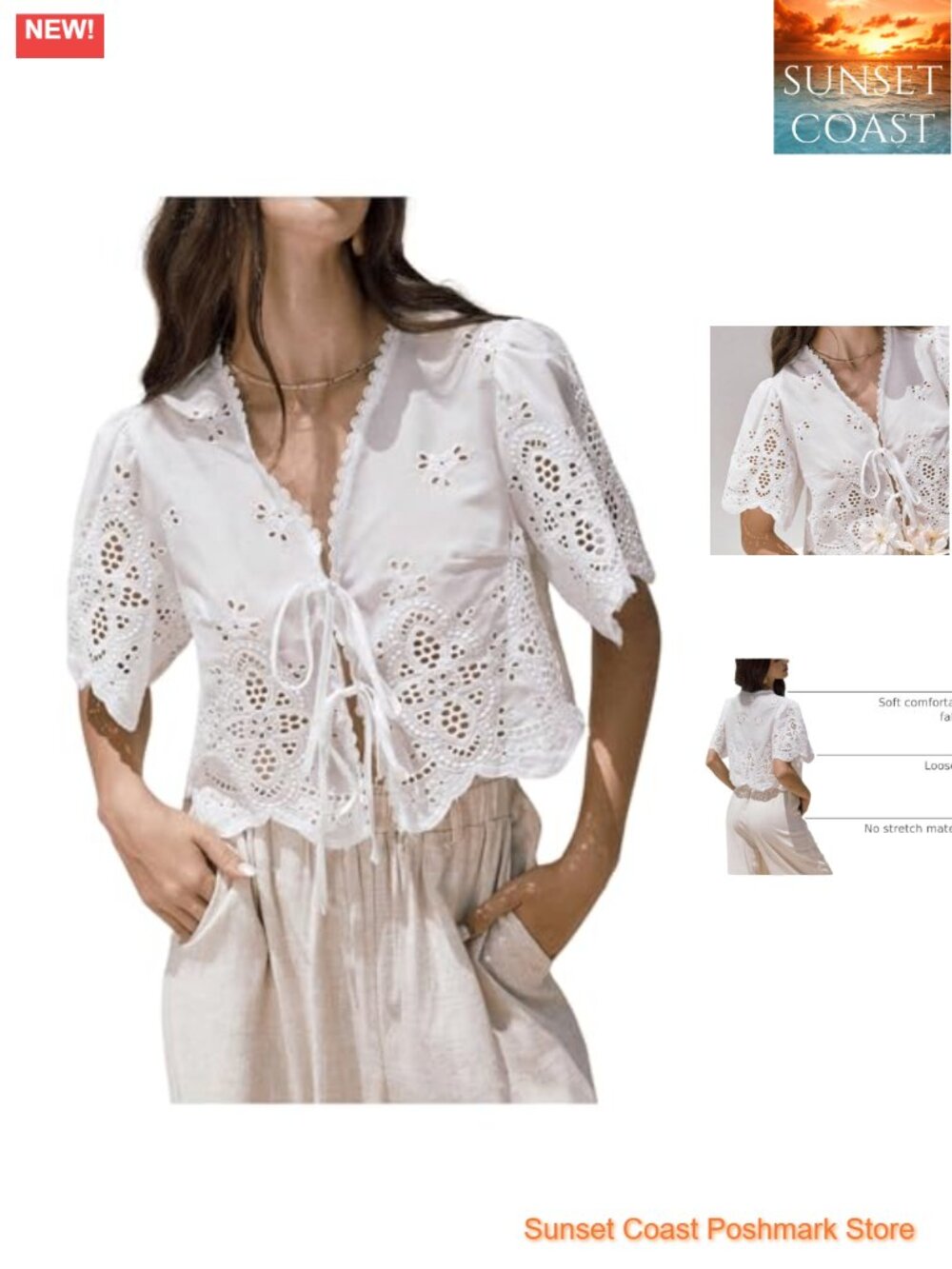 Women's Short Sleeve Hollow Tie Front Crop Top